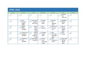 Lunch menu | April 2016